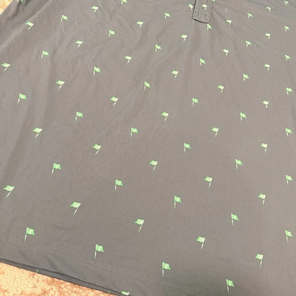 Criquet Tour Range Flag Print Mens XL Golf All Over Graphic Polo Shirt Gray‎